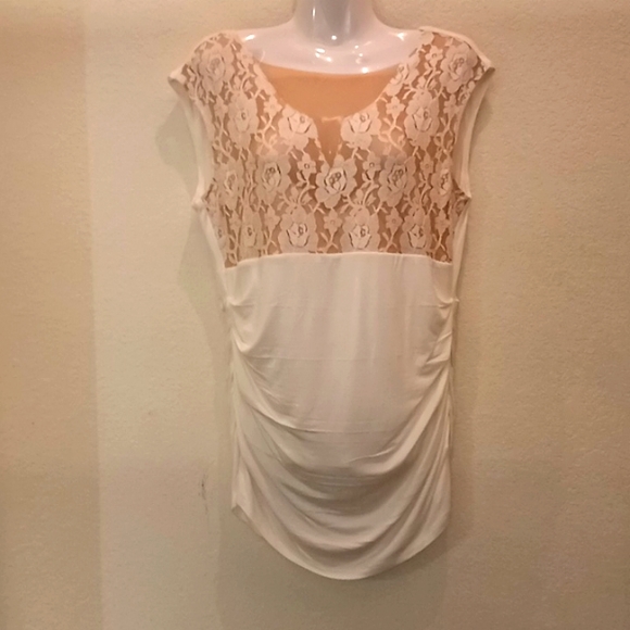 Boston Proper Lace Ruched Knit Tunic - Picture 4 of 11